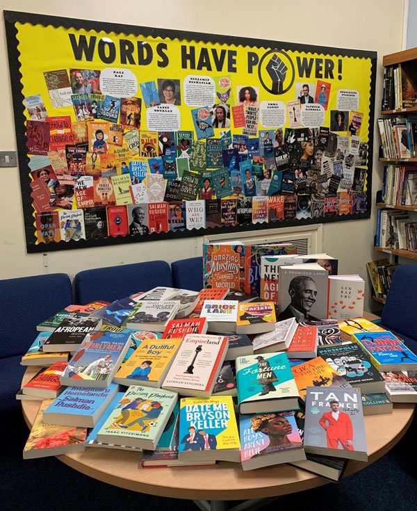 The diverse authors display in the library