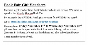 Gift vouchers for the book fair
