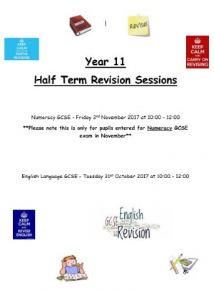 Half Term revision sessions