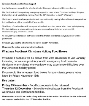Wrexham Foodbank Christmas Support