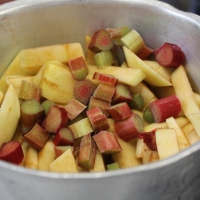 7N making rhubarb and apple crumble!